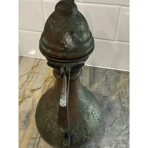 Antique Middle East Turkish Ottoman Or Middle Eastern Copper Jug Pitcher RARE - Picture 7 of 12